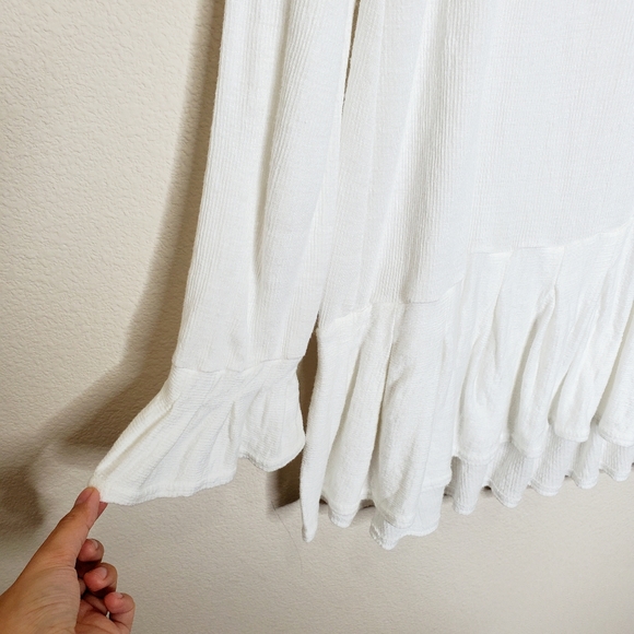 Free People Your Girl White Button Front Ruffle Peplum Tunic Dress - Picture 8 of 10